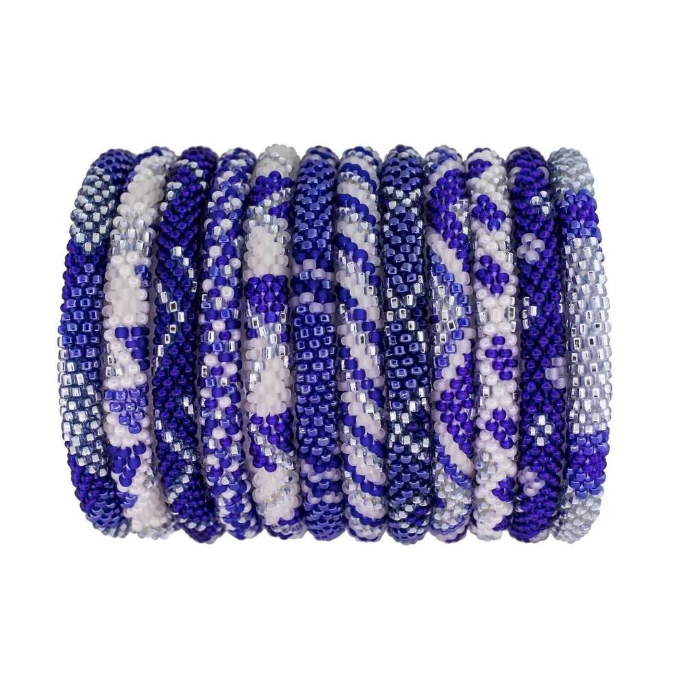 NEW AID THROUGH TRADE hanukkah roll-on bracelets in blue with silver triangles